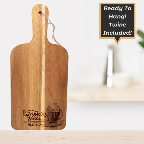 Pumpkin Spice & Everything Nice Paddle Cutting Board-Laser Engraved